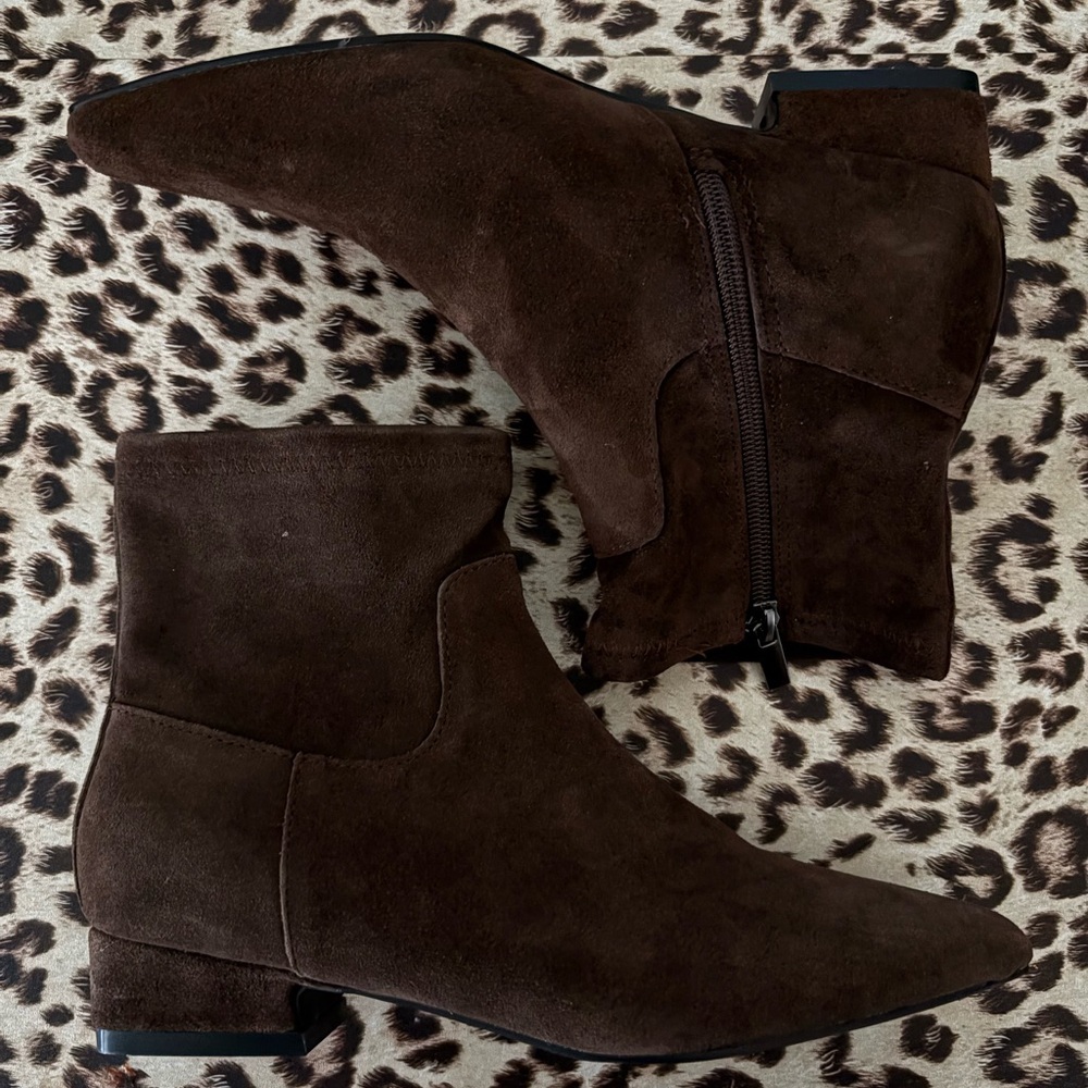 Jason Wu Pointy Toe Block Heel Genuine Leather Brown Suede Ankle Boots Dif sizes - Picture 9 of 15